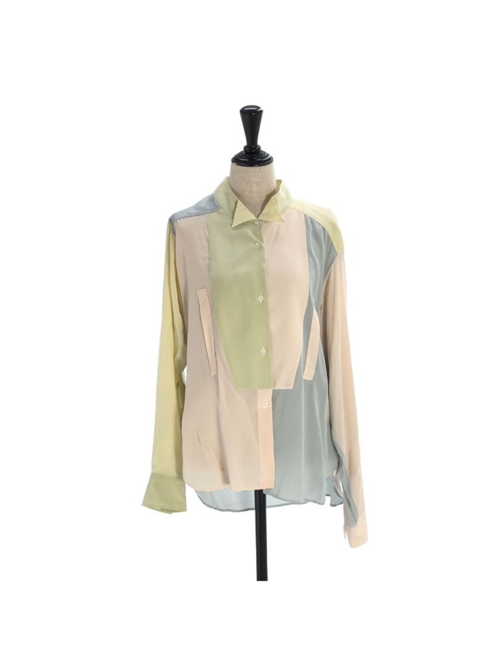 Loewe Silk Patchwork Asymmetric Shirt Multicolor M